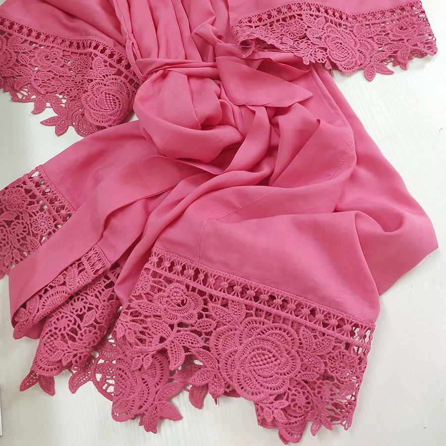 Women Cotton Lace Robe Bride Robe Bridesmaid Robes Bridal Wedding Robe Bathrobe Sleepwear Dressing Gown Orange Robes