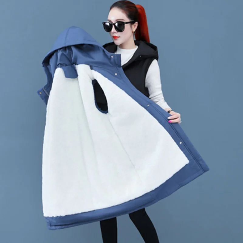 Женский Теплый жилет с капюшоном пуховая куртка без рукавов осенне-зимние жилеты