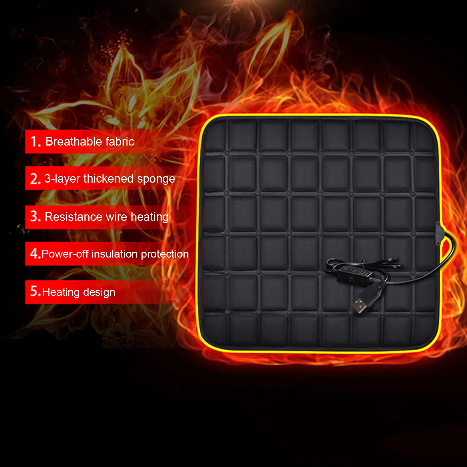 Автомобильная нагревательная Подушка Удобная сиденье автомобиля теплее с USB