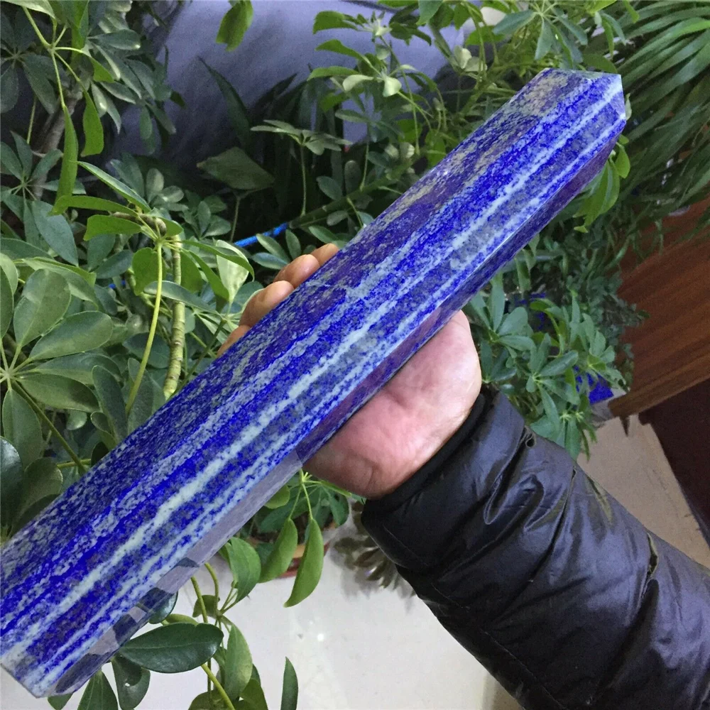

Natural rock lapis lazuli quartz crystal point healing wand Obelisk