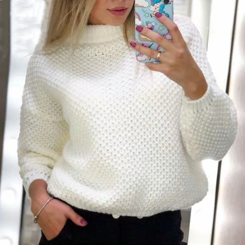 

Women's Sweater 2021 Autumn Winter Casual Jumper Pull Femme Fashion Long Sleeve Tops Solid Women Knitted Sweaters and Pullovers
