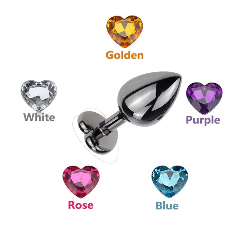 Intimate Gun Black Metal Anal Plug Heart Crystal Base Mooth Butt Vibrator Bead Couple Anus Dilator Toys for Women | Красота и