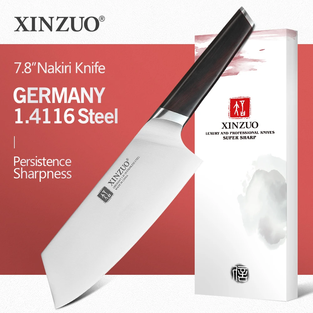 XINZUO 7 8 ''Nakirir нож немецкий DIN 1 4116 Стальные Кухонные ножи черное дерево РУЧКА