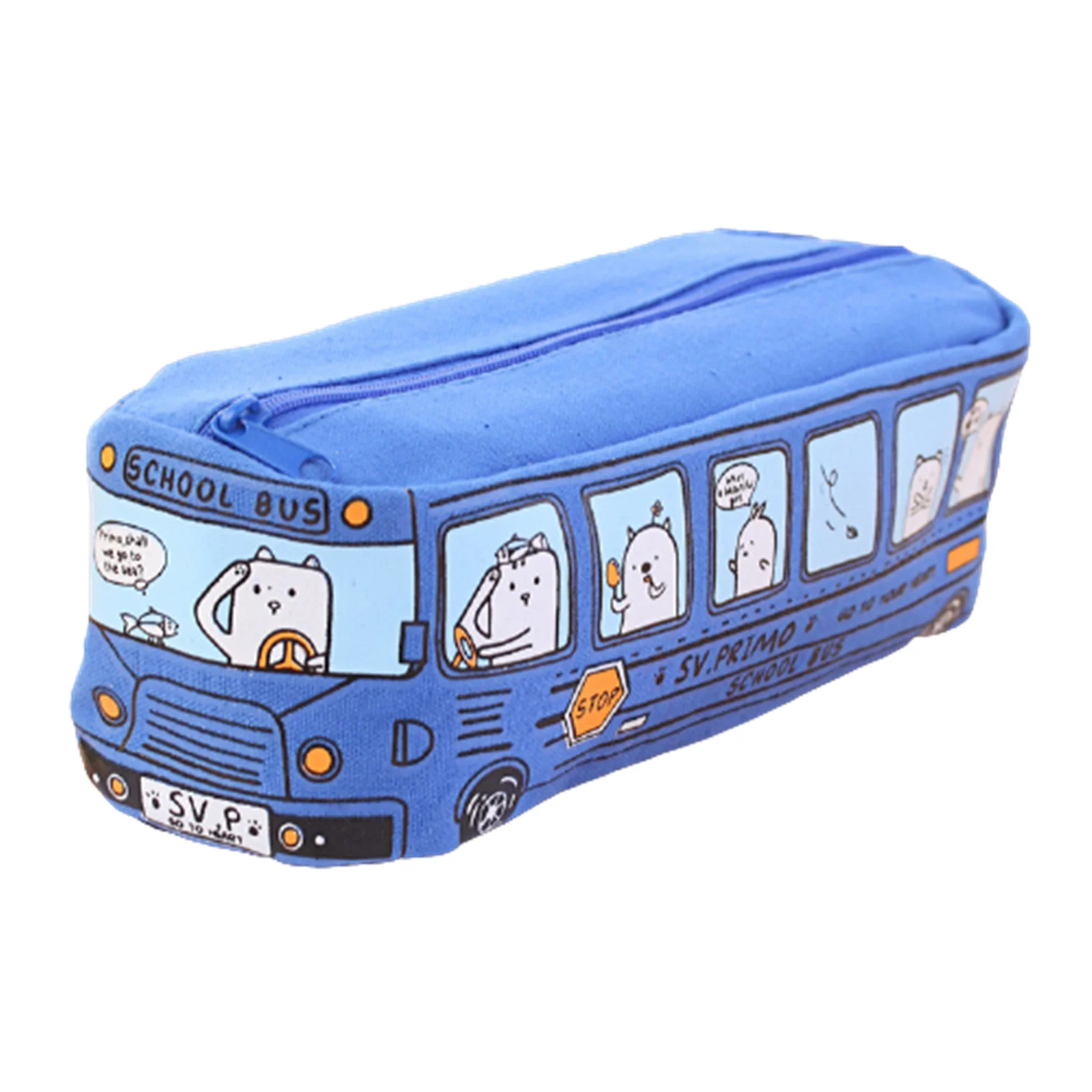

New Hot Pencil Case Student Stationery Small Animal Bus Men's and Women's Canvas Stationery Box