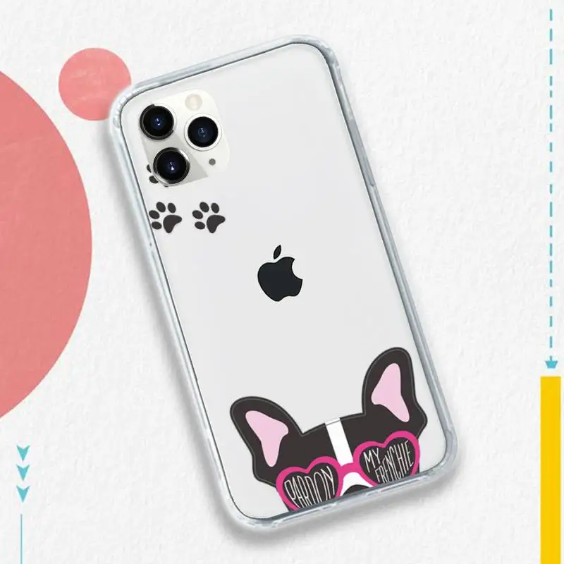 

Pug Dog cute French Bulldog Phone Case Transparent soft For iphone 5 5s 5c se 6 6s 7 8 11 12 plus mini x xs xr pro max