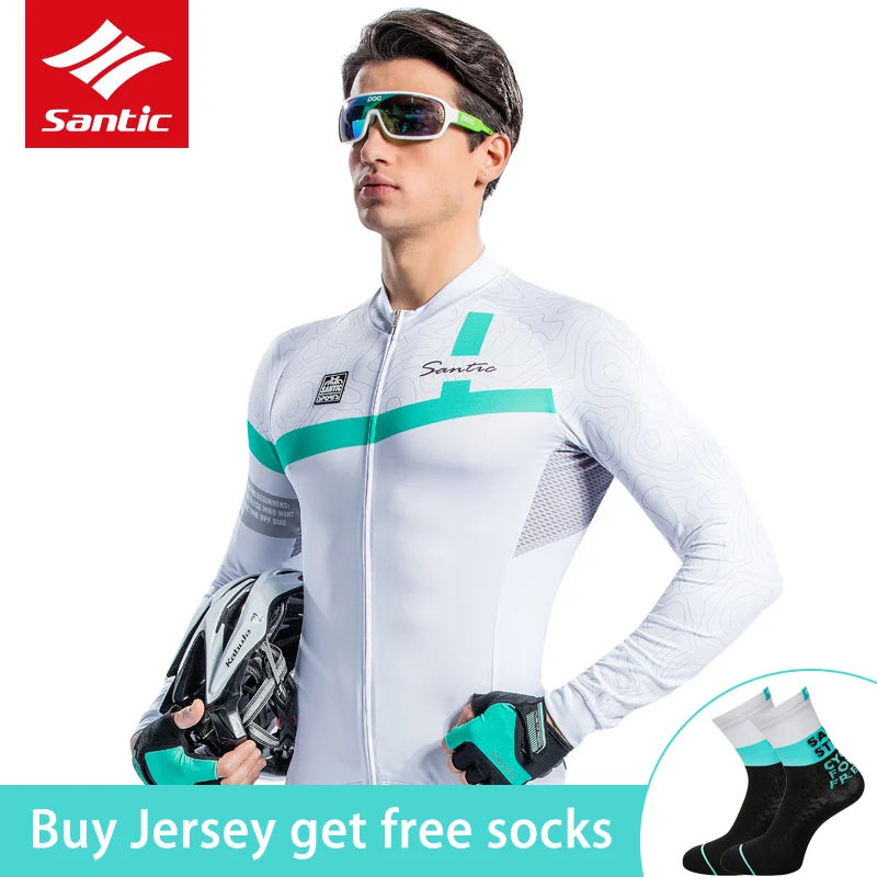 2019 Мужская велосипедная Джерси Santic с длинным рукавом дышащие быстросохнущие