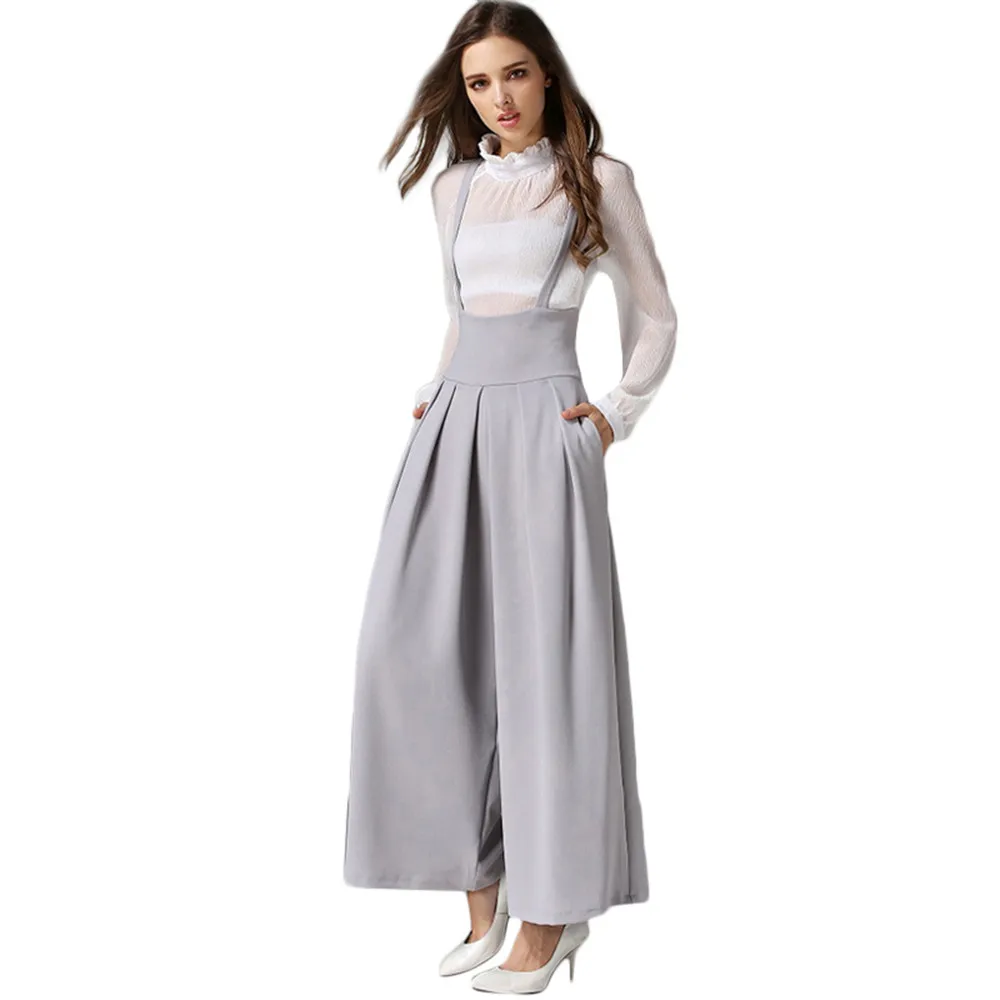 Women Jumpsuits 2020 High Waisted Jumpsuit Elegance Solid Color Womens Wide Leg Pants Full Length | Женская одежда