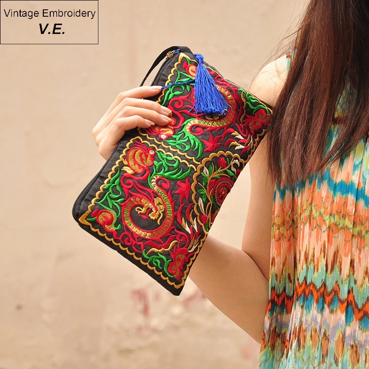 Винтажный женский кошелек с вышивкой клатч народный на заказ для хранения монет