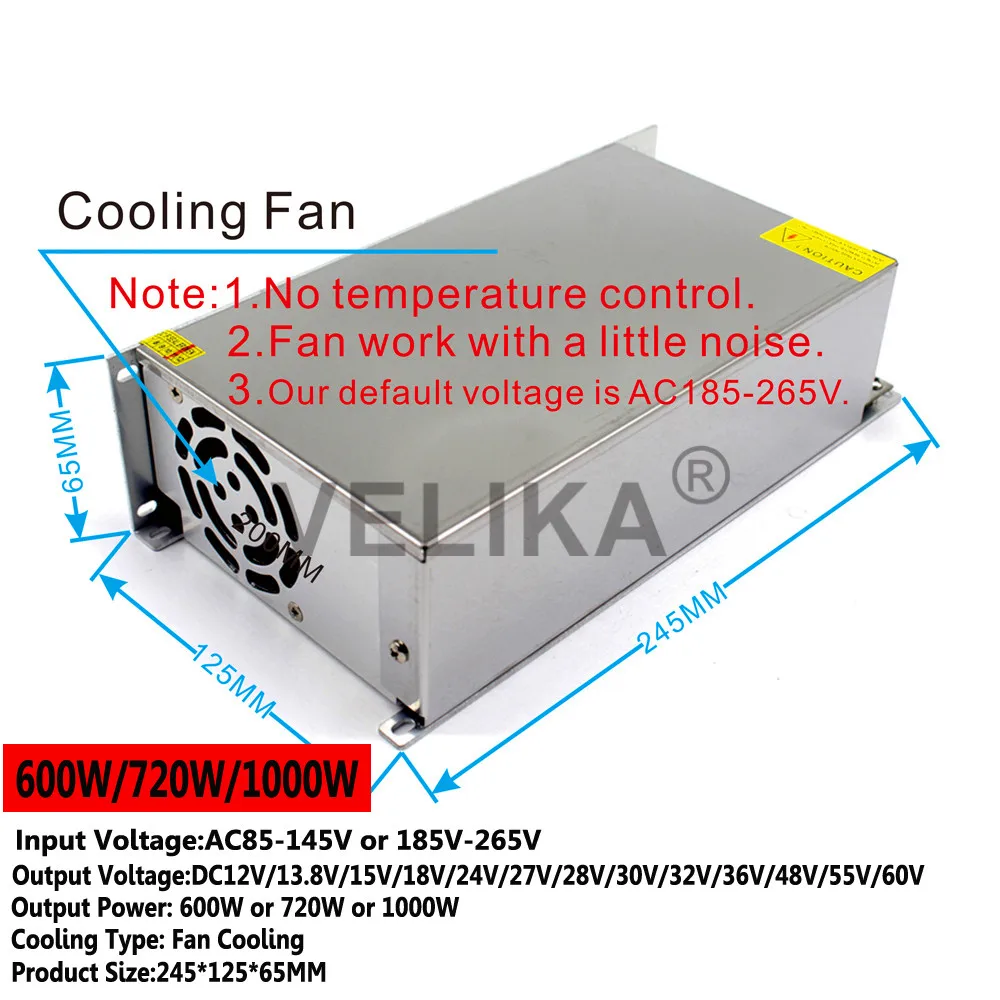 DC12V 13 8 V 15V 18V 24V 27V 28V 30V 32V 36V 42V 48V 600W 720W 1000W 1200W импульсный источник питания