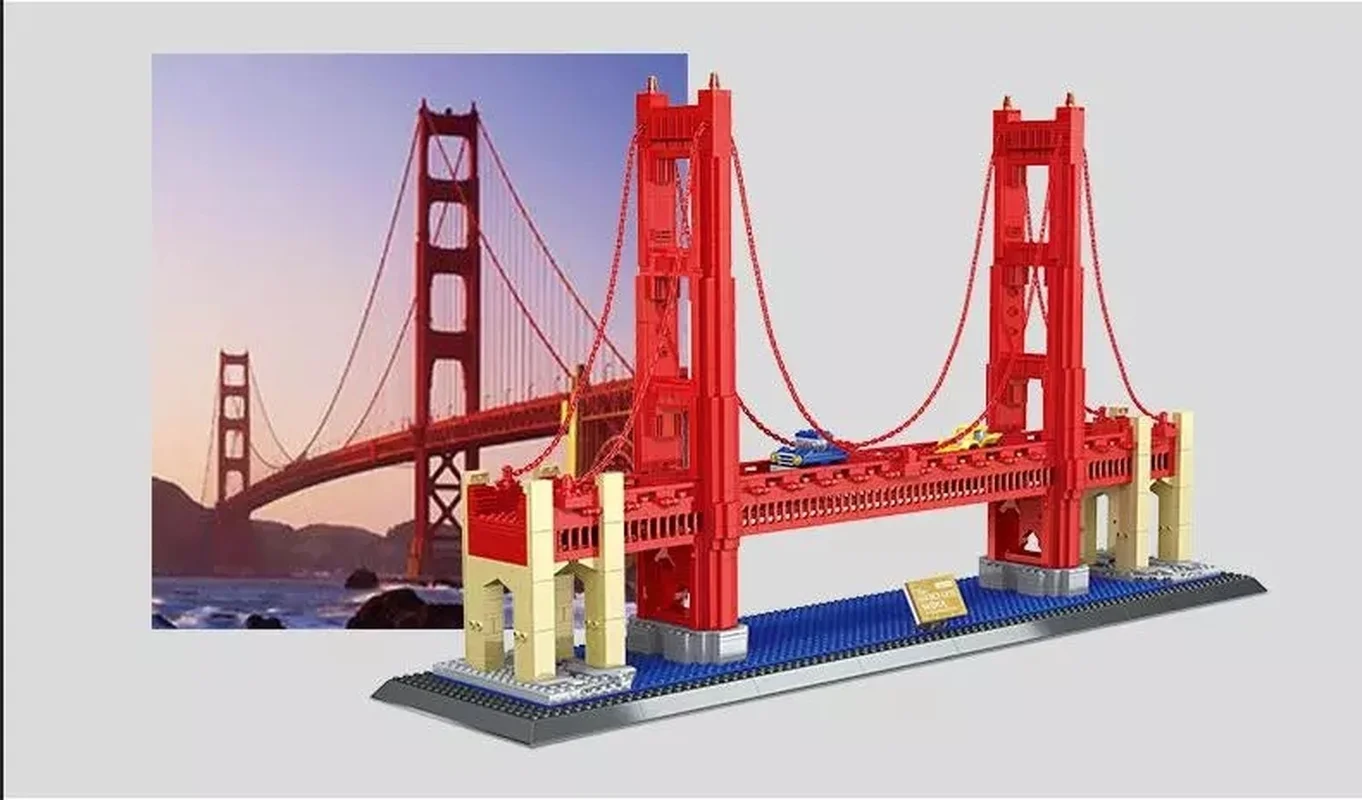 

Wange NEW 6210 Golden Gate Bridge of United States Model Building Blocks Educational Bricks kids toys Christmas birthday gifts