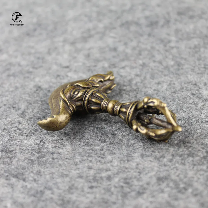 Непал Чистая медь ручной работы Слон голова вниз демон Пест Ваджра стол