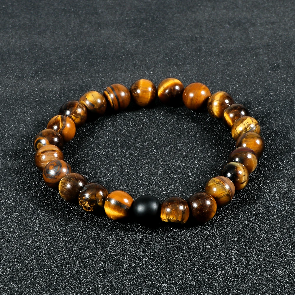 Браслет с камнем из черной лавы и камня для пар эластичные браслеты бусинами