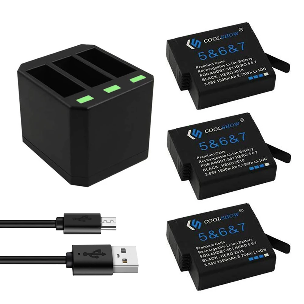 AHDBT-501 Аккумулятор для камеры GoPro Hero 5 Gopro 6 7 AHDBT 501 1500 mAh/AHDBT501 USB зарядное устройство для Go Pro 7 6 5 Hero5 аксессуары - Цвет: Combination 2