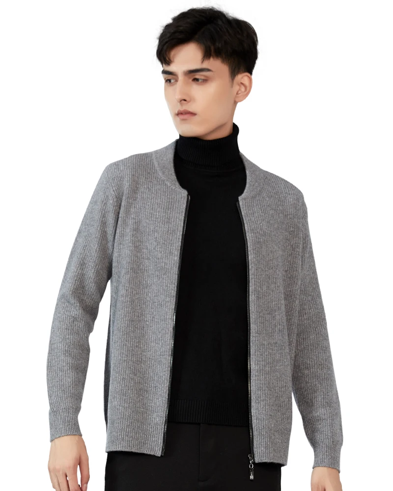 

Zhili Men's 100% Cashmere Thick Full-Zip Sweater Long Sleeve Cardigan