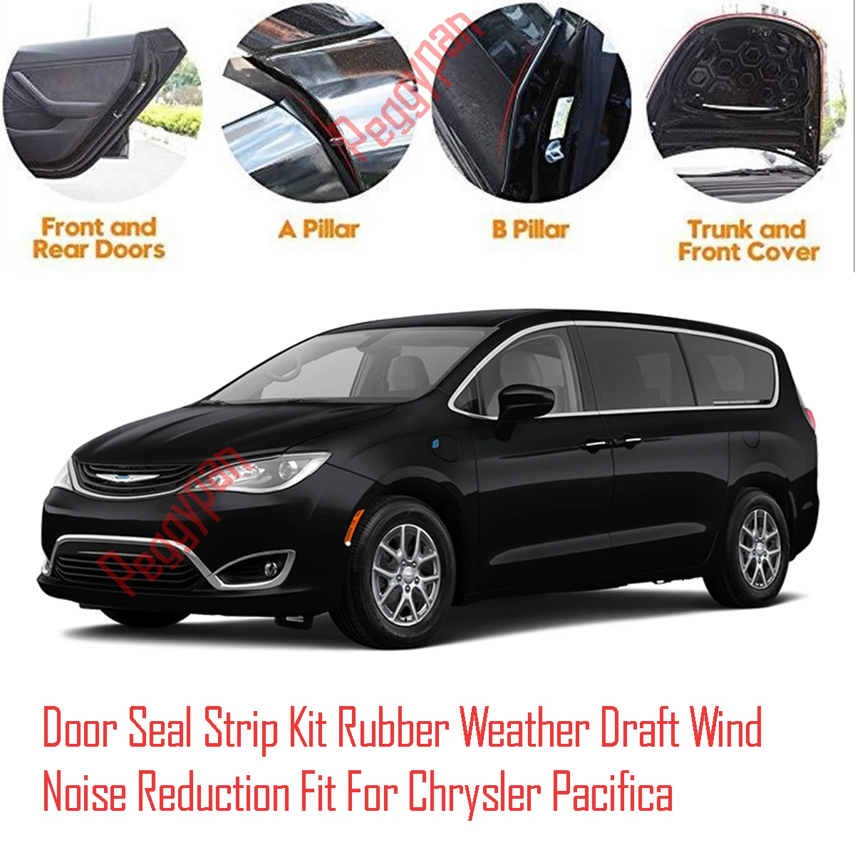 Door Seal Strip Kit Self Adhesive Window Engine Cover Soundproof Rubber Weather Draft Wind Noise Reduction For Chrysler Pacifica
