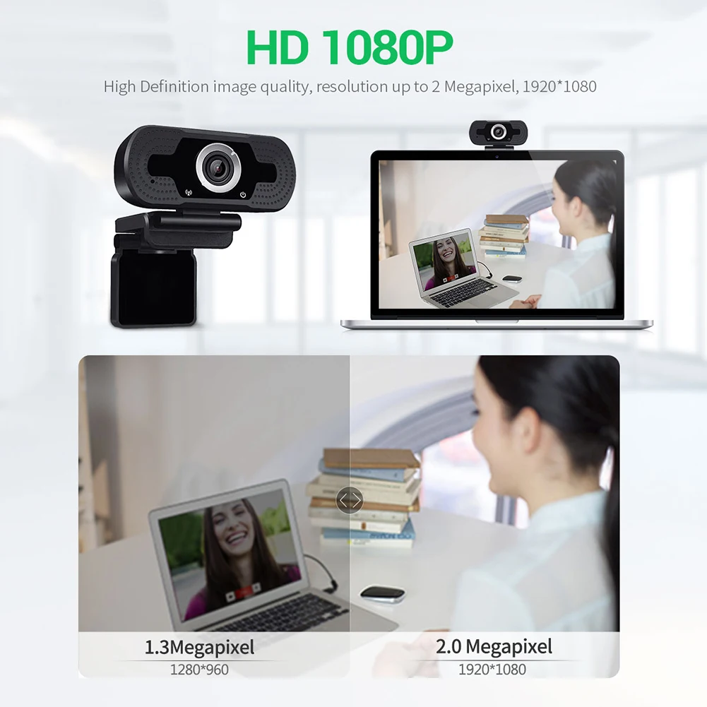 

Web Camera with Built-in MIC 1080P HD Webcam USB Plug and Play Video Recording Widescreen Video Work Home Accessories