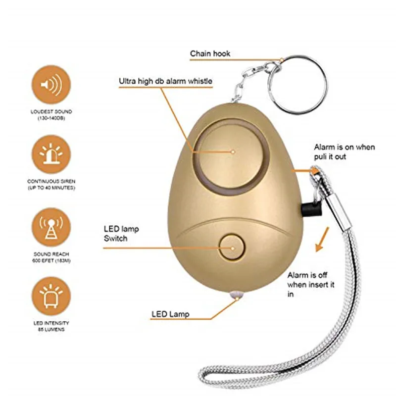

6 Pack 140DB Safe Sound Personal Security Alarm Keychain with LED Lights, Emergency Safety Alarm for Women, Men, Children