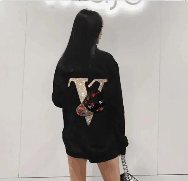 

Best quality Hoodies women Hot drill Sweatshirts design big size M-3XL winter Diamond stone hot sale