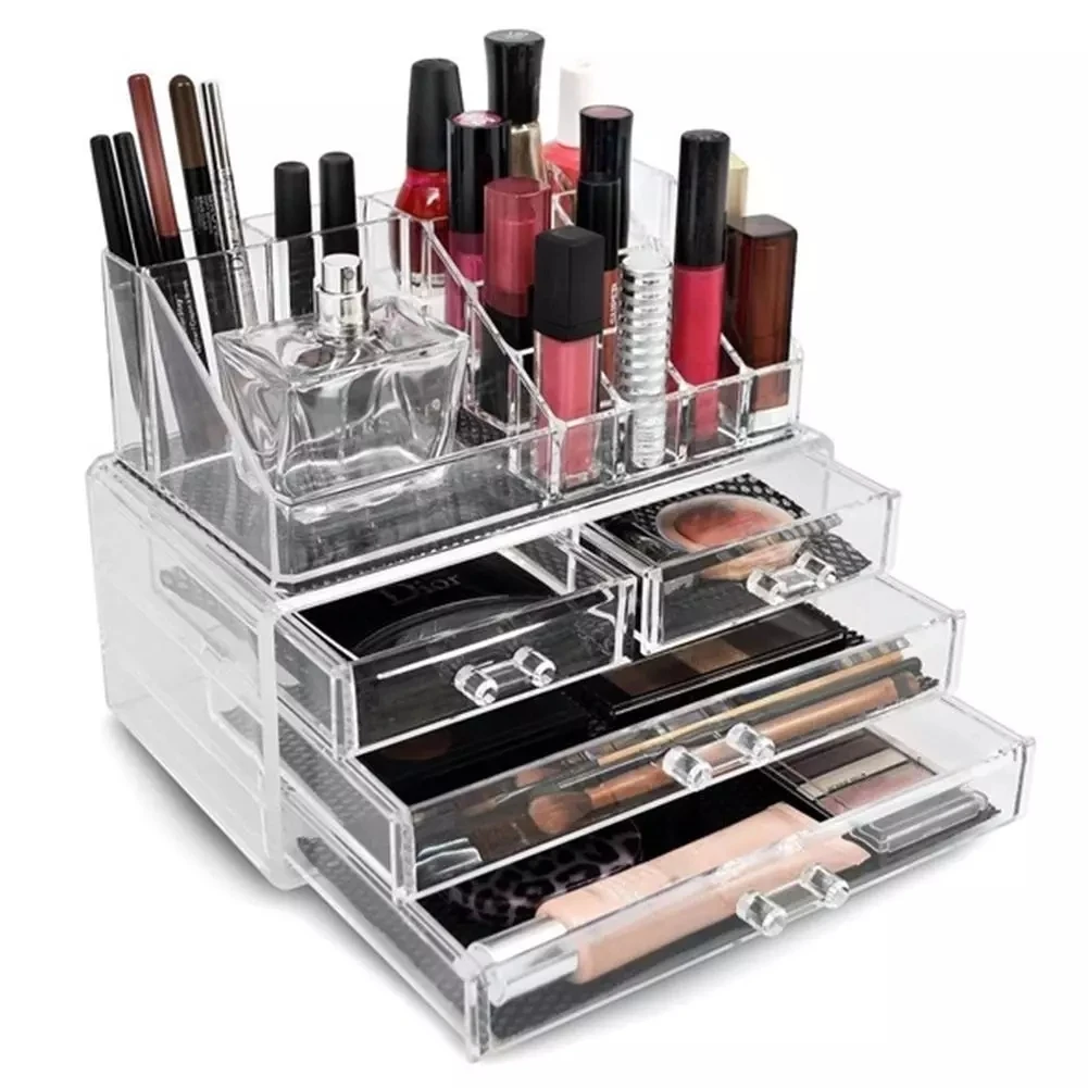 

Desktop Makeup Organizer Jewelry Cosmetic Drawer Storage Box Transparent Holder