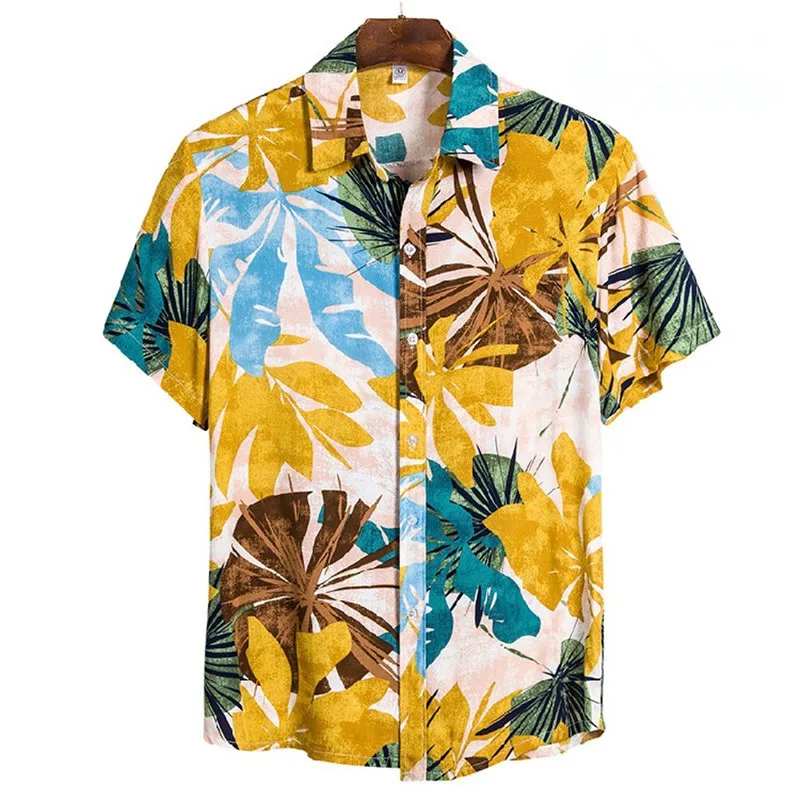 

New Arrival Men's Shirts Men Hawaiian Casual One Button Wild Shirts Printed Short-sleeve Blouses Tops