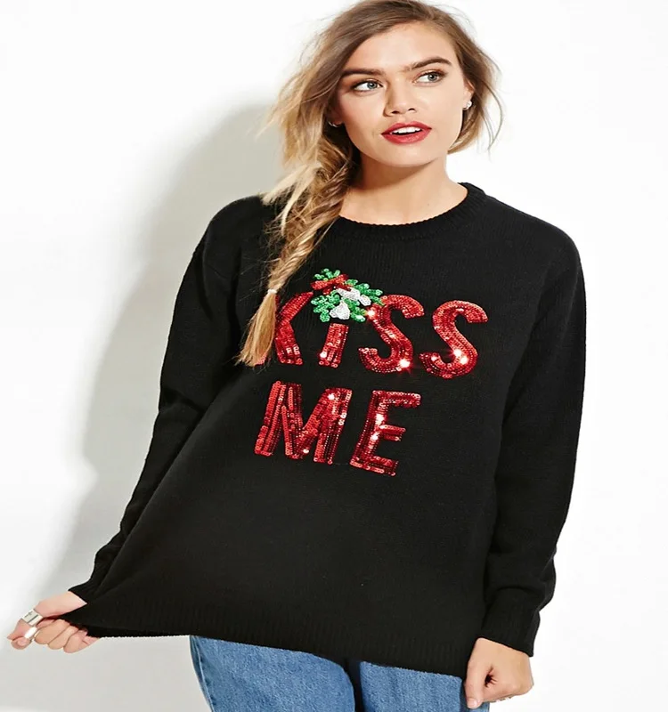 Kpop свитер женские зимние вязаные свитера с длинным рукавом Рождественский