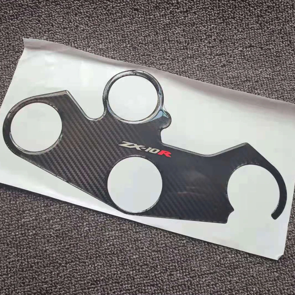 

For KAWASAKI ZX10R ZX-10R 2016-2020 2017 2018 2019 3D motorcycle Carbon-look Upper Triple Yoke Cover Protector Decal sticker