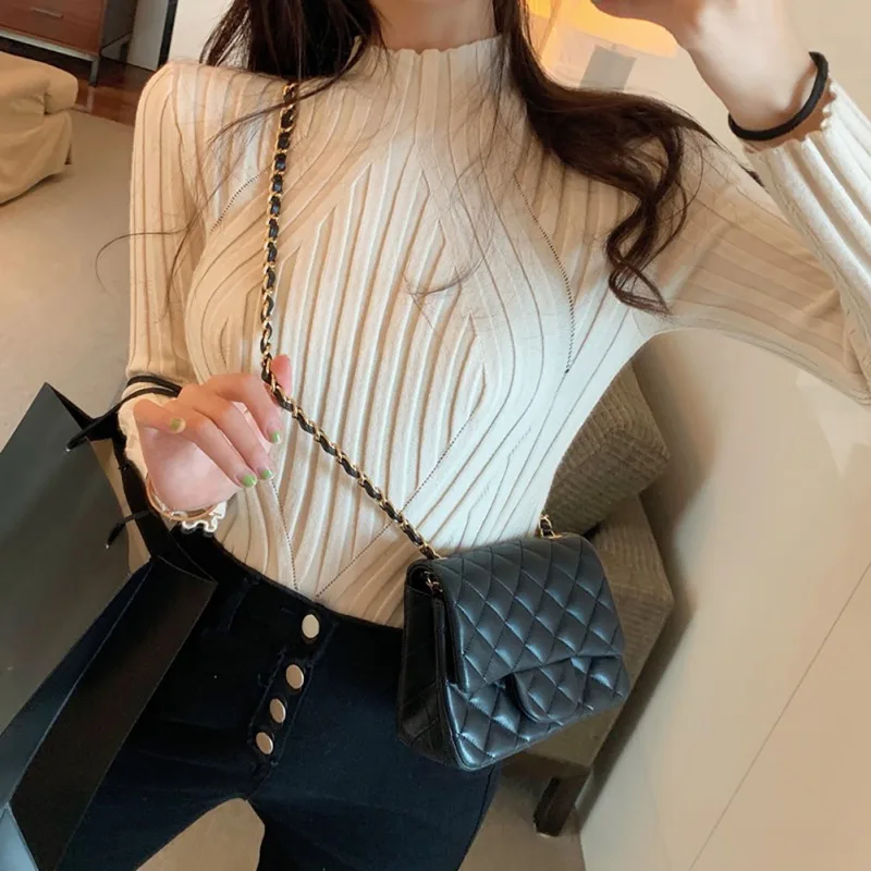 

Womens Sweaters 2019 Autumn Winter Turtleneck Sweater Solid Pullover Slim Jumper Knitted Sweater Pull Femme Hiver jersey New
