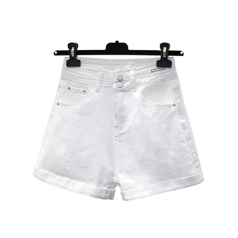 

Smlinan Summer White Black High Waist Denim Shorts Women Fashion Curling Wide Leg Hotpants Casual Loose Cycling Cowboy Shorts