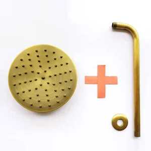 shower head with arm 8 дюймов, 20x20 см, круглая насадка для душа, медная насадка для душа, Anitque, латунный душ для ванной комнаты, Chuveiro YT-5113 - Цвет: shower head with arm
