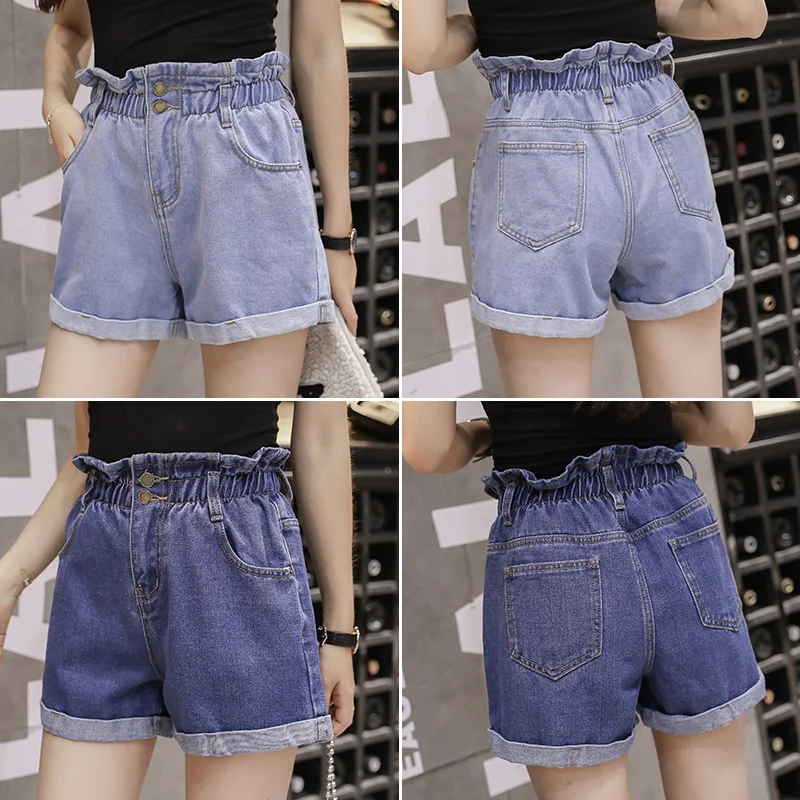 

Женские облегающие и сексуальные джинсовые шорты с высокой талией и воланами для студентов