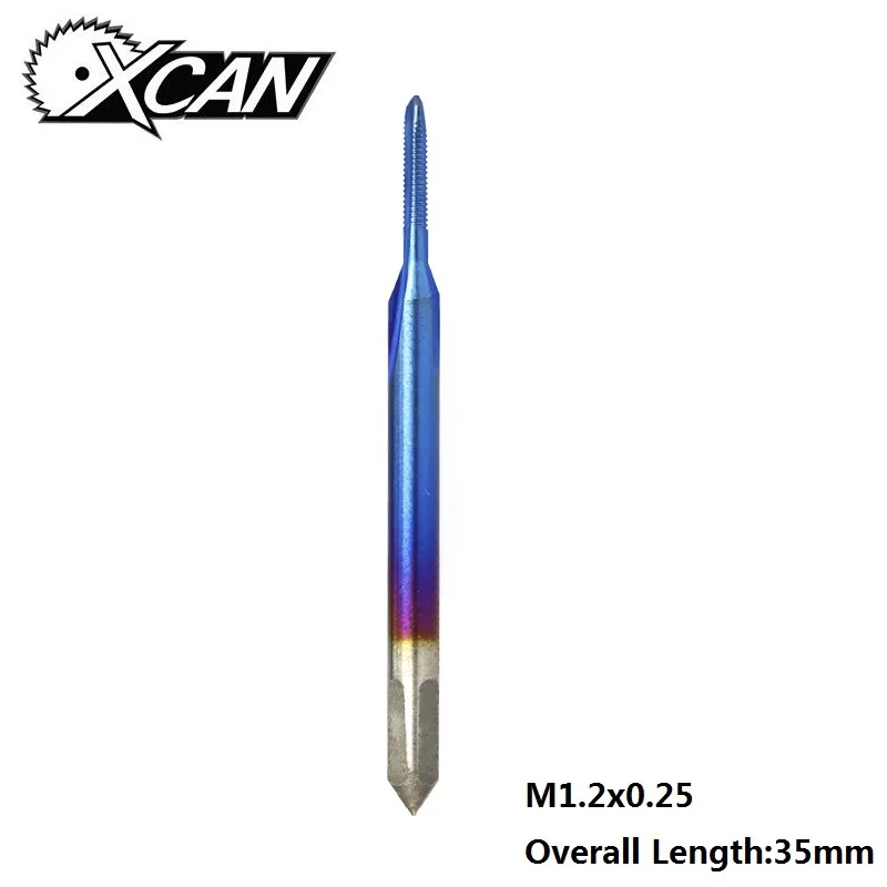 1pc M1.2x0.25 XCAN M1-M1.8 Nano с голубым покрытием метрический резьбовой кран прямой флейта машинный кран HSS 6542 винтовой кран сверло - Цвет: 1pc M1.2x0.25