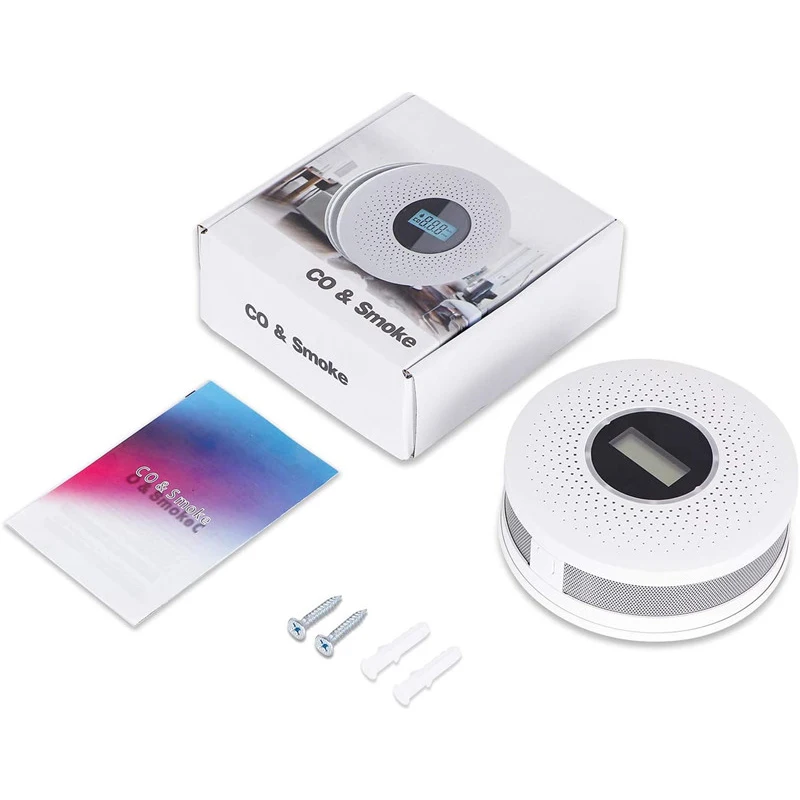 

2 in 1 LED Digital Gas Smoke Alarm Co Carbon Monoxide Detector Voice Warn Sensor Home Security Protection High Sensitive