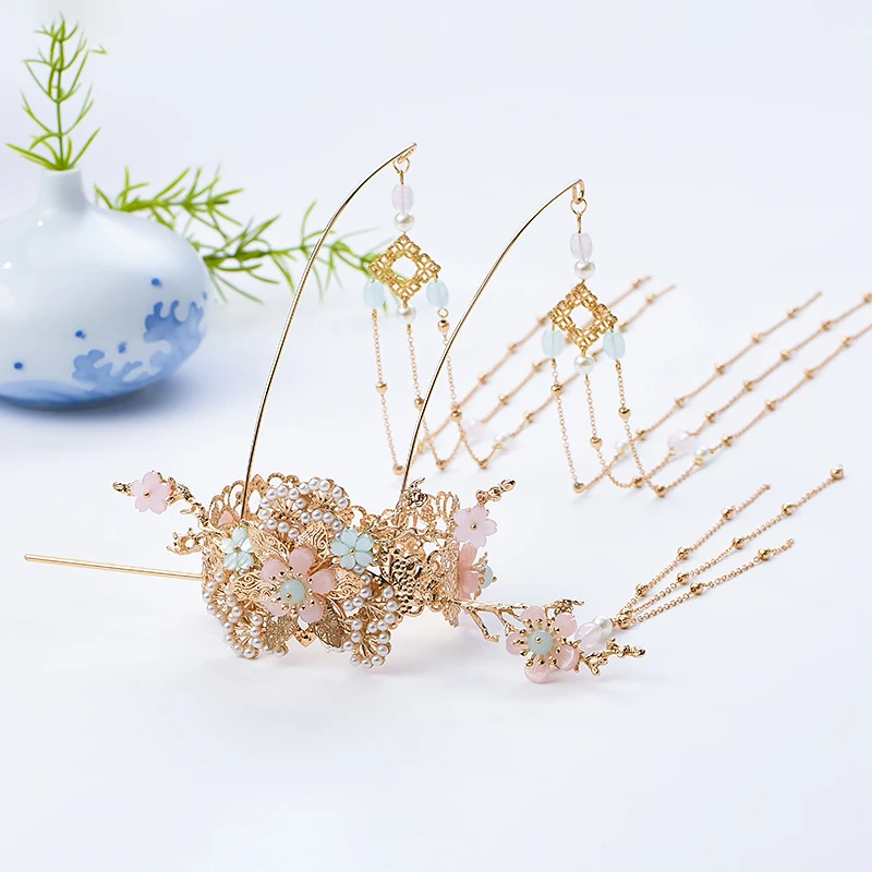 Головной убор Hanfu с бахромой Шпилька для волос украшение в старинном стиле