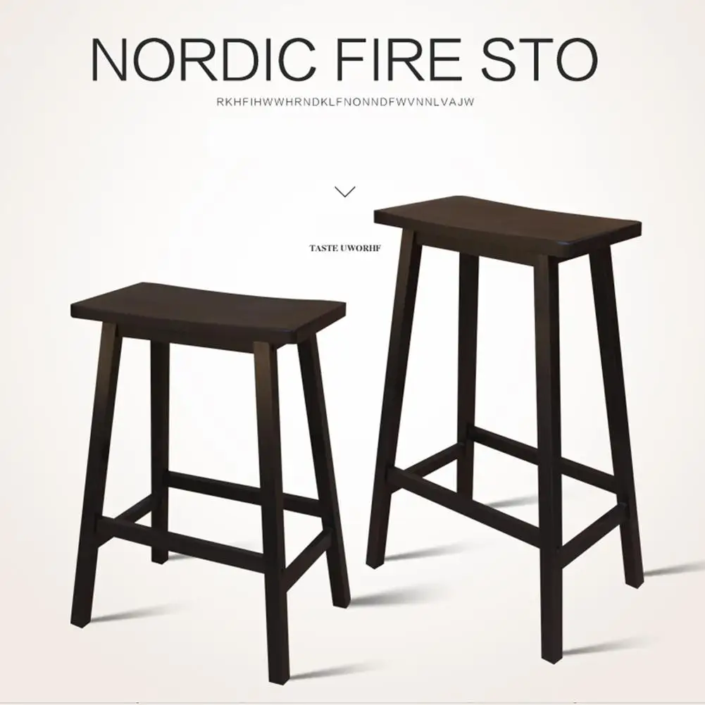 

2pcs/set Pine Wood Saddle Seat Bar Counter Stools 29 inch 24 inch Black
