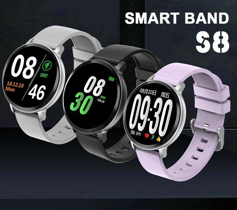S8 Смарт-часы фитнес-трекер монитор сердечного ритма Smartwatch кровяное давление кислородный водонепроницаемый браслет Android IOS