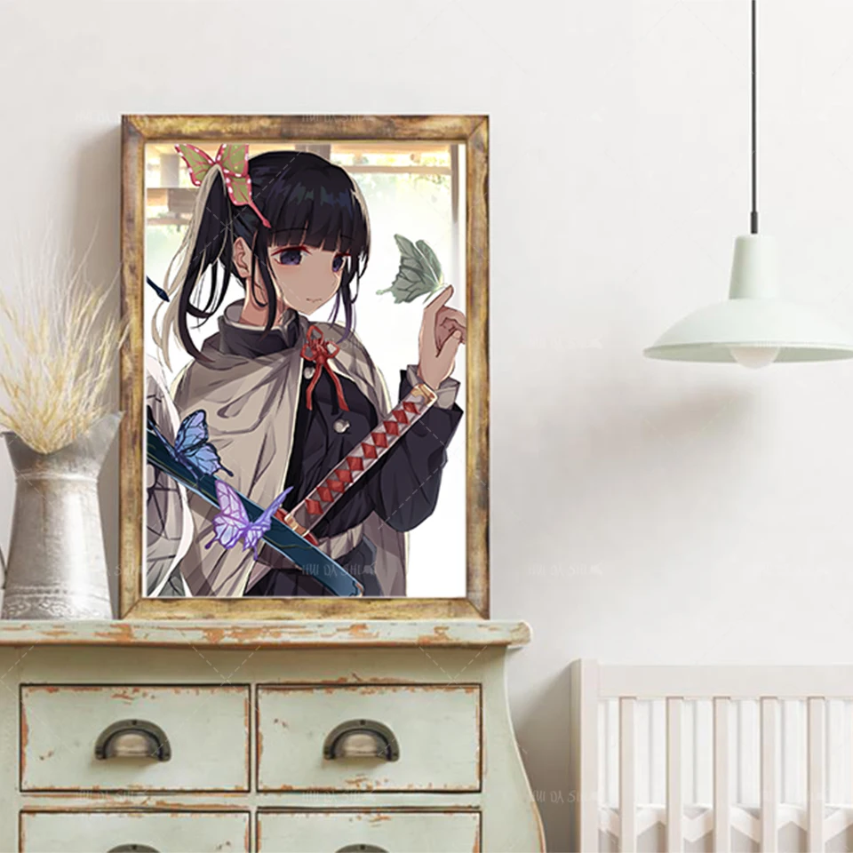 

Japanese Anime Demon Killer Painting: Print Canvas Frame And Manga Mural Art Children Bedroom Family Living Room Decoration
