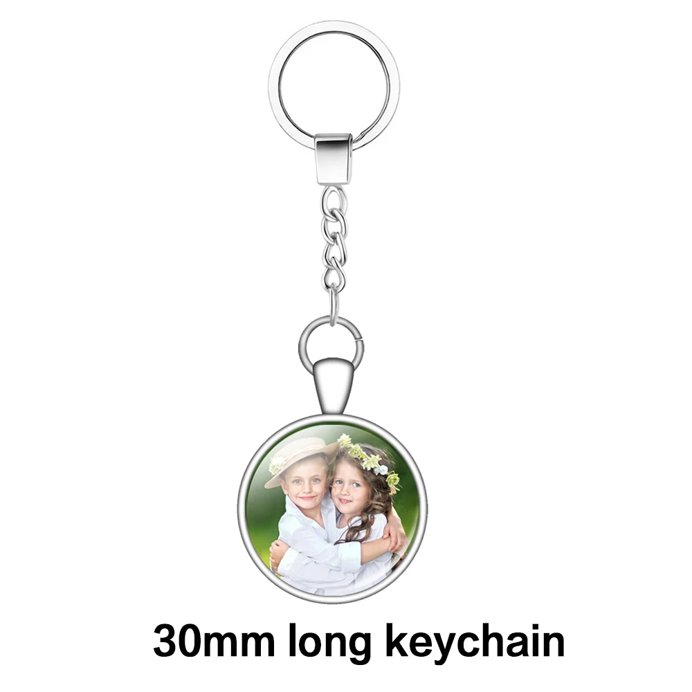 30mm long chain Двойной уход за кожей лица персонализированные пользовательские брелки для ключей для Семья брелоки с фотографиями 25/30 мм кабошонов календарь Брелки Свадебные Рождественский подарок - Цвет: 30mm long chain