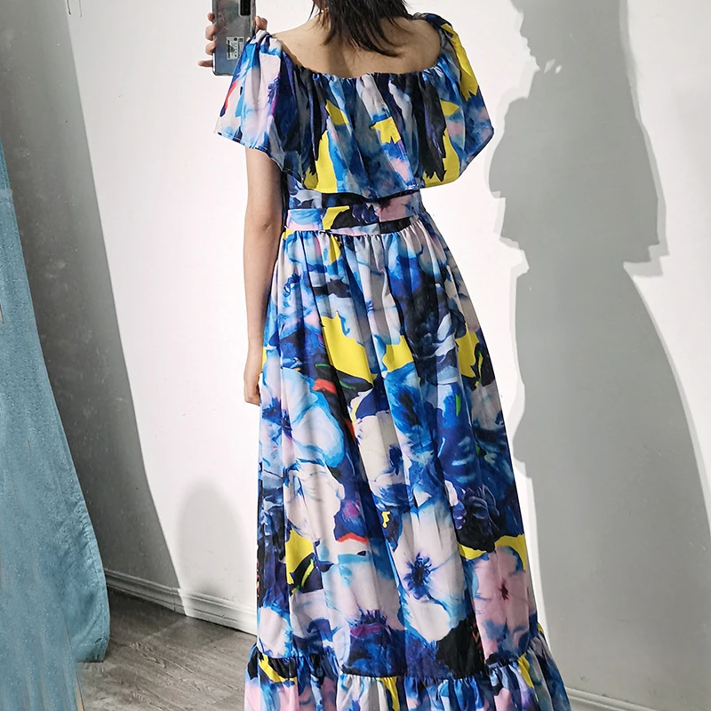 

XIZIHUPAN Casual Hit Color Dress For Women Slash Neck Short Sleeve High Waist Lace Up Bowknot Midi Dresses Female Summer Stylish