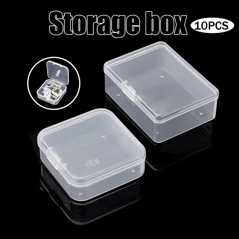 

10 Pack Clear Storage Box Organizer with Snap-tight Closure Latch Jewelry Earplugs Bead Container Multifunctional LB