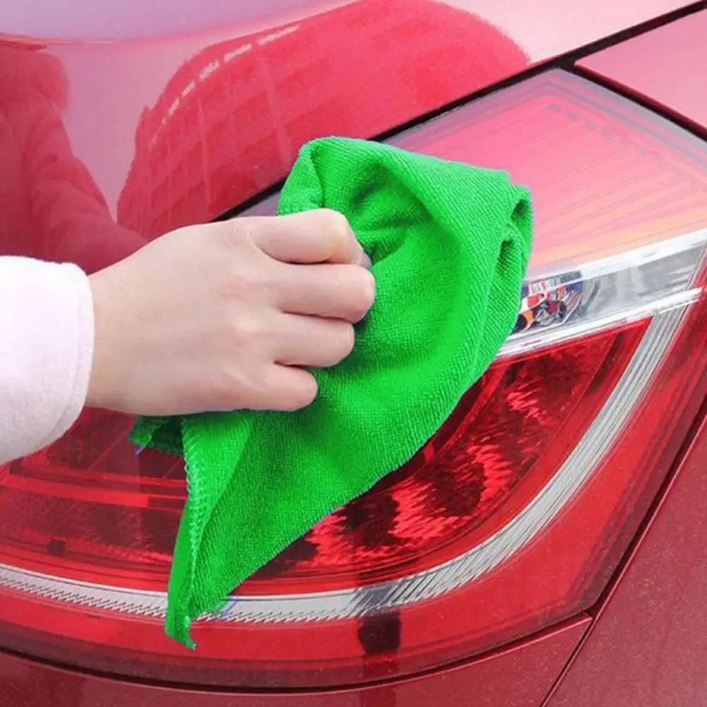 

10pcs Square Cleaning Towel Auto Car Detail Soft Microfiber Cloths Green Towels Wash Duster For Home Kitchen Clean Tool 25*25cm