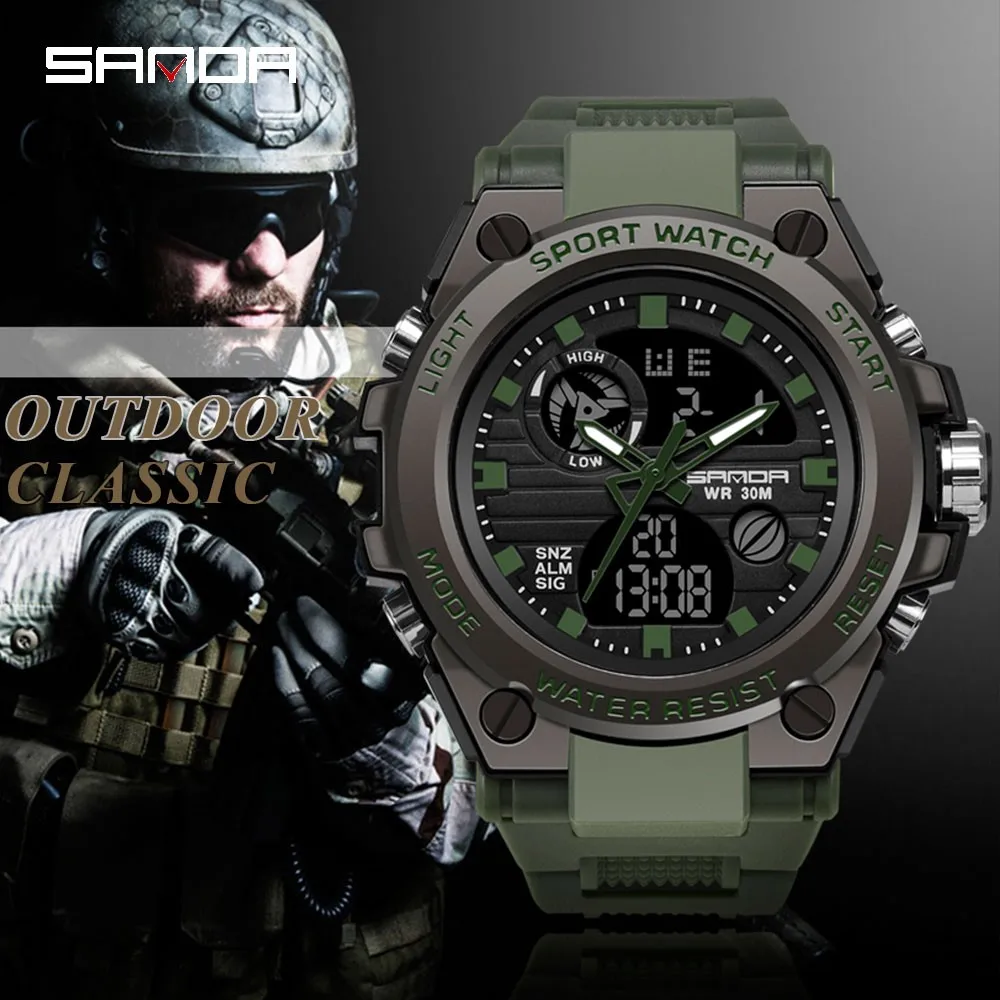 

SANDA 739 Sports Men Watches Top Brand Luxury Military Quartz Watch Men Waterproof S Shock Male Clock relogio masculino 2020