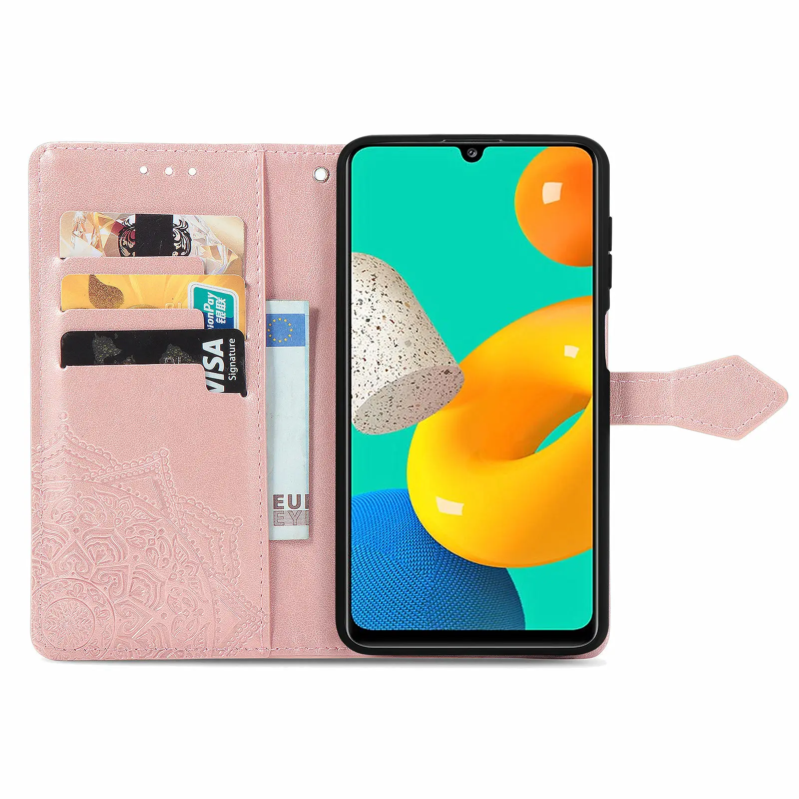 Чехол-книжка для Samsung Galaxy M32 кожаный с 3D рисунком мандалы цветами M 32 M325F M325FV M325 |
