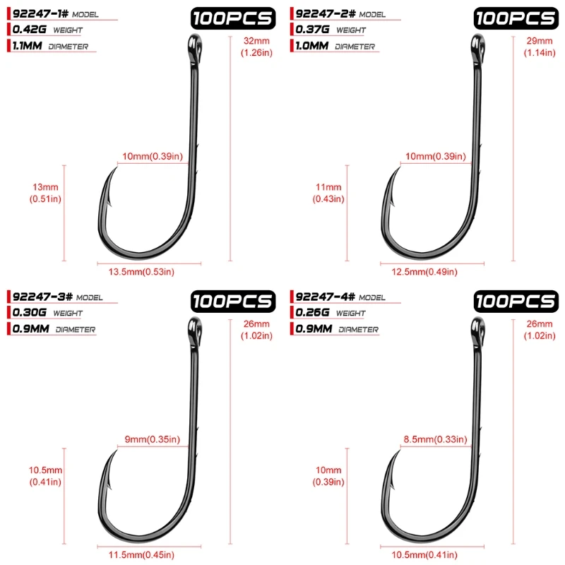

100 Baitholder Fishhook Carp Fishing Hooks Jig Big Barbed Hook High Carbon Steel 448D