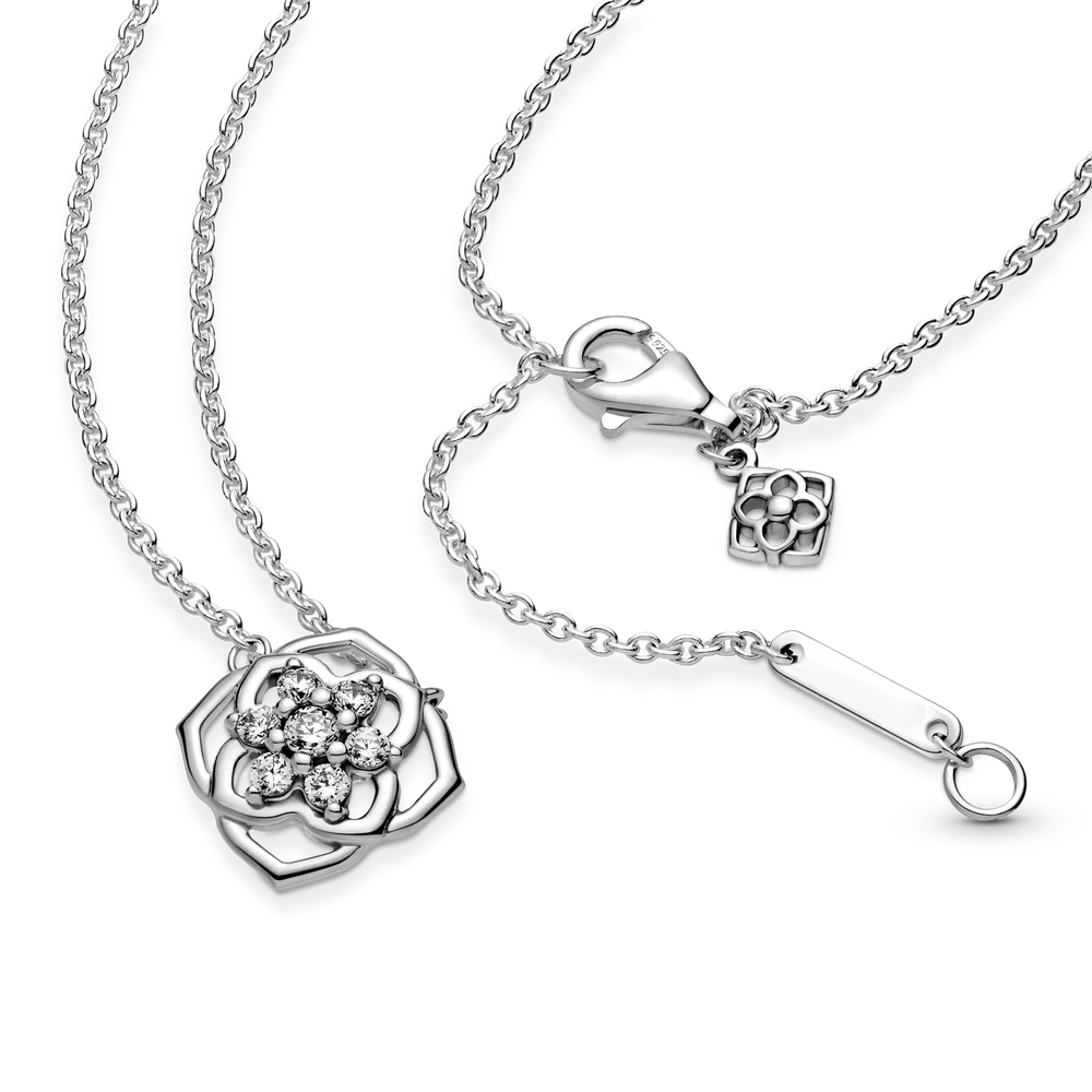 

YLYNXF Exquisite Jewelry Set s925 Sterling Silver Flowers Fashion Wedding Explosion White Zircon Necklace Ring Earring Set