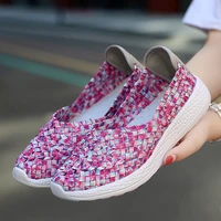 women flats shoes summer sneakers breathable female woven walking shoes soft ladies loafers handmade casual flats zapatos mujer