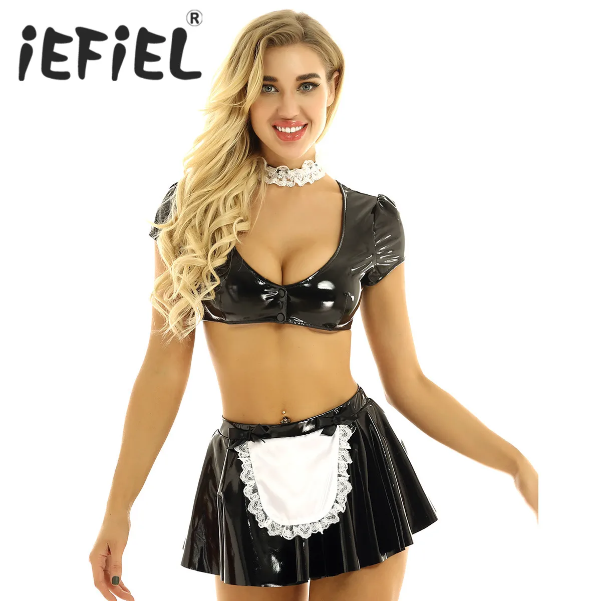 Женский костюм горничной для косплея Клубная одежда наряд с глубоким V образным