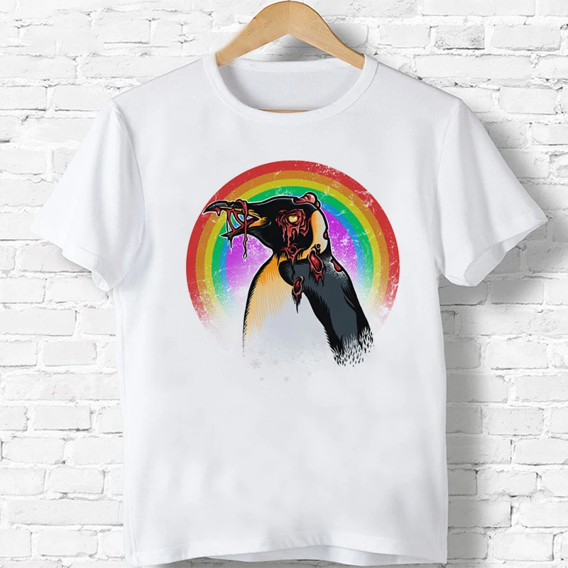 Детская футболка с изображением зомби пингвина винтажные футболки для мальчиков