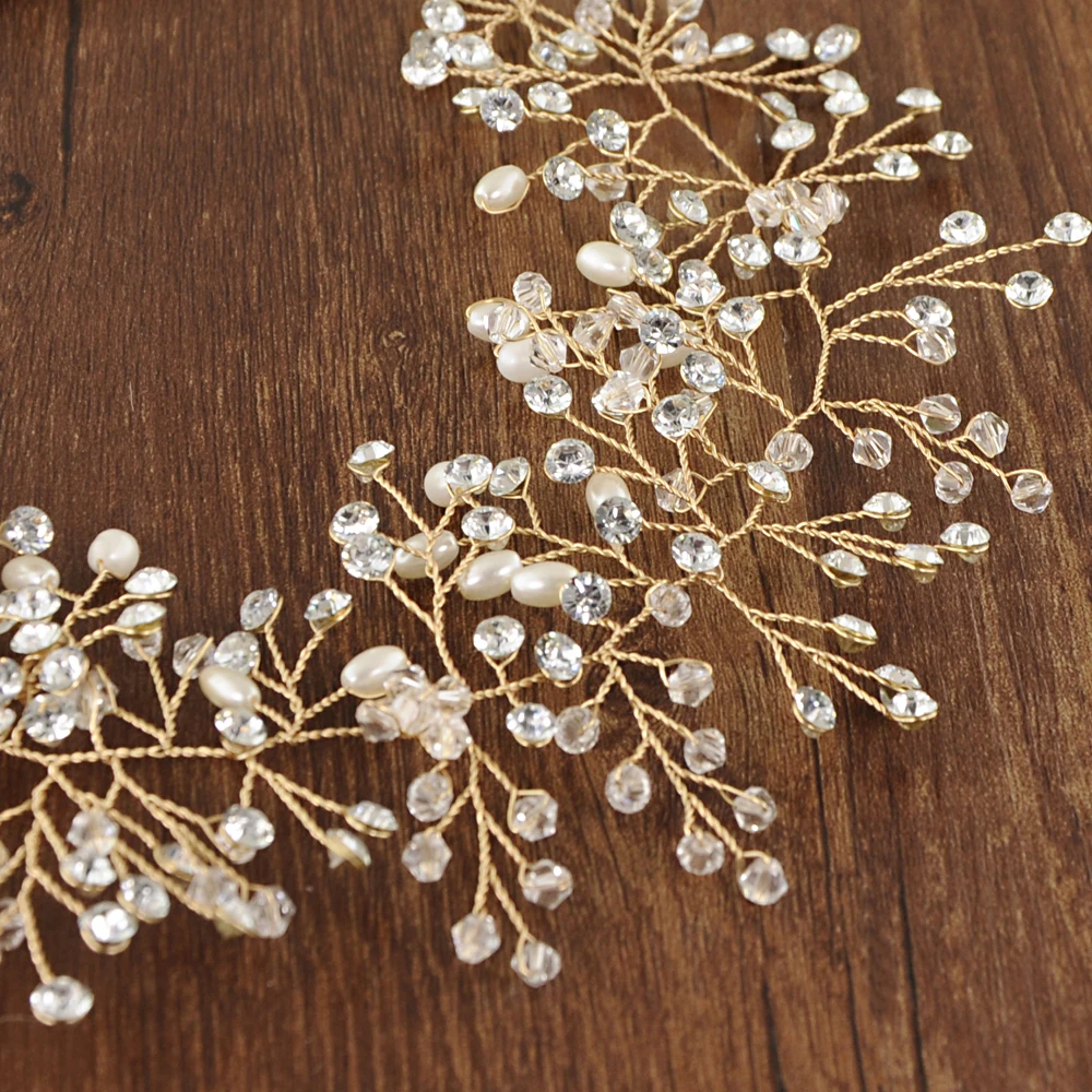 

TRiXY SH10-G Luxury Golden Crystal Wedding Belts Rhinestone Belt Wedding Dress Belt Wedding Accessories Bridal Ribbon Sash Belt