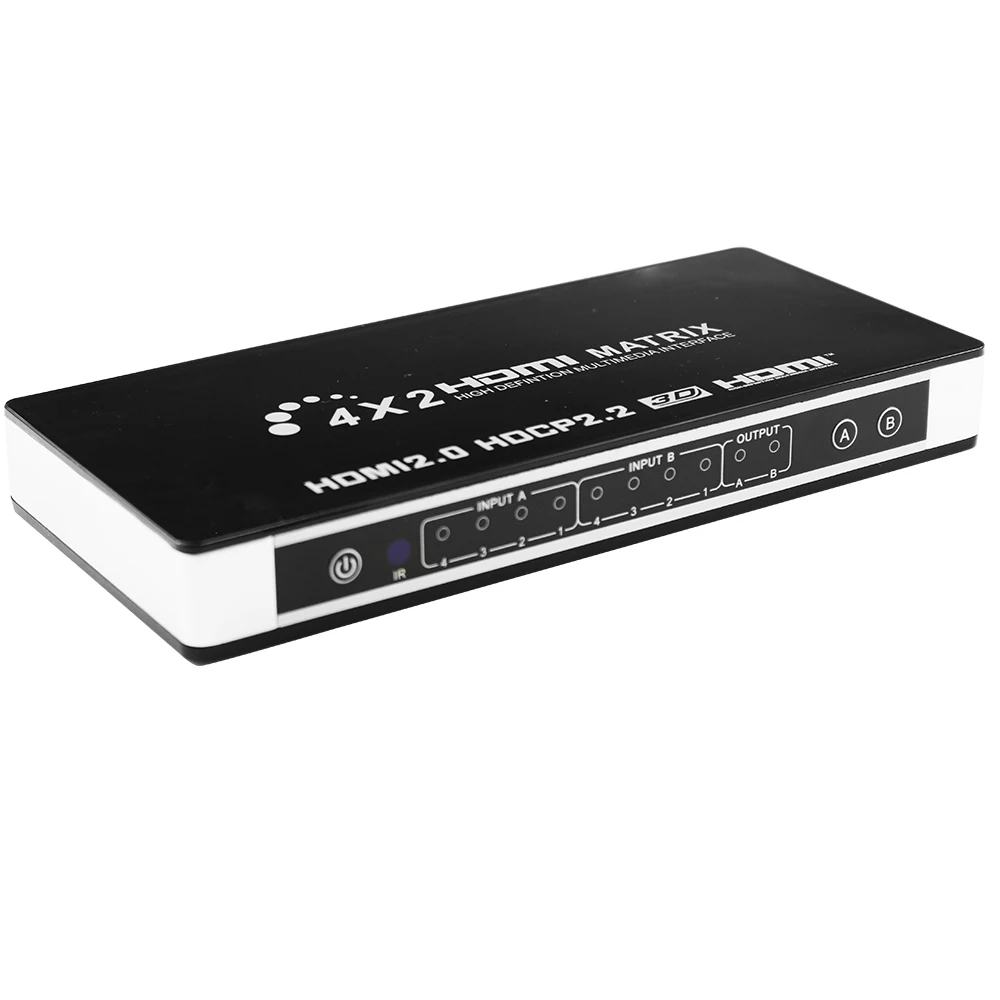 HDMI 2,0 Matrix 4X2 4K 60hz HDR HDCP 2,2 HDMI matrix 4 in 2 out Switcher splitter box с toslink цифровым аудио и стерео аудио