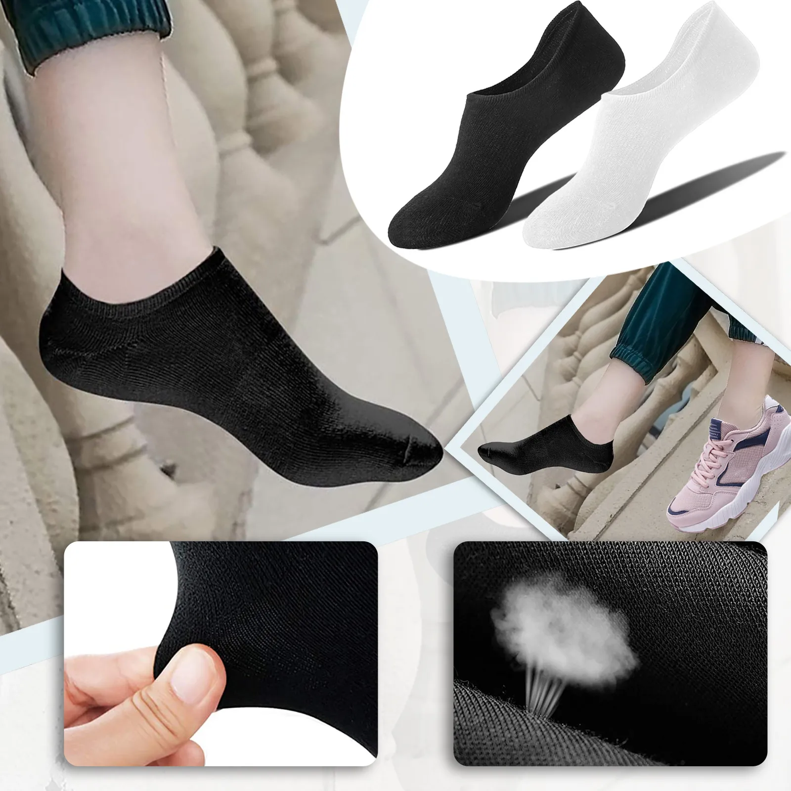 

Women's Cotton Non-slip Silicone Ankle Socks Korean Style Spring Summer Solid Ladies Socks Elastic Socks For Men And Women
